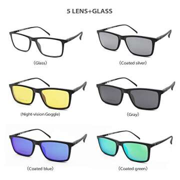 Bauhaus Magnetic Clip on Sunglasses for Men & Women Polarized UV Protection Retro Square Eyeglasses ...