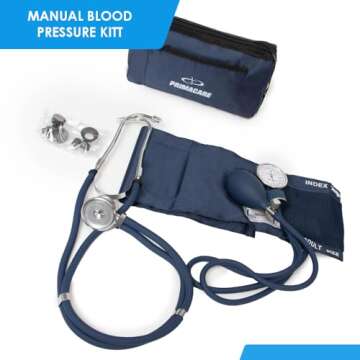 Primacare DS-9181-BL Professional Aneroid Sphygmomanometer and Sprague Rappaport Stethoscope, Manual...