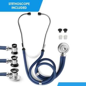 Primacare DS-9181-BL Professional Aneroid Sphygmomanometer and Sprague Rappaport Stethoscope, Manual Blood Pressure Kit with Cuff and Carrying Case, Blue