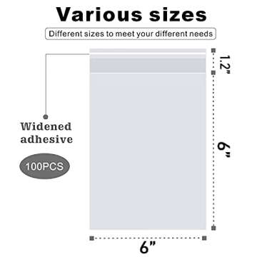 LEOSINDA 100 pcs 6 X 6 Inch Clear Resealable Cellophane Bags for Treats and Gifts