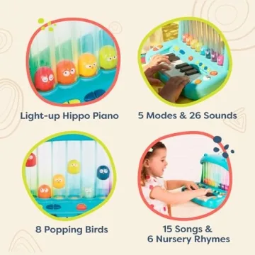 Hippo Pop Musical Keyboard by B. Toys – Bright Fun for Kids