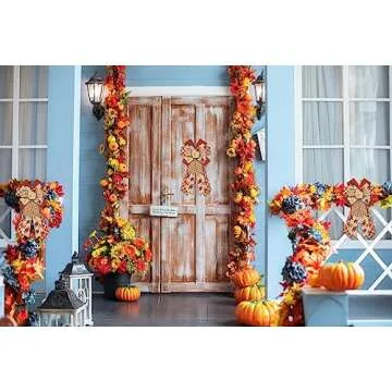 Estivaux Large Fall Bows for Wreath, Thanksgiving Wreath Bows Orange Natural Burlap Bow Autumn Maple Leafs Football Craft Bow Holiday Farmhouse Tree Bows for Front Door Fall Thanksgiving Decorations