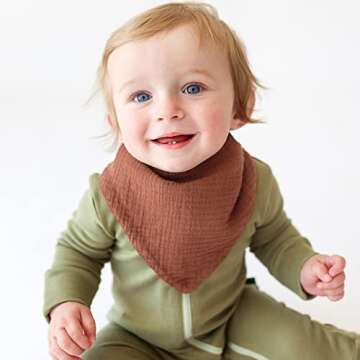 Konssy Muslin Baby Bibs 10 Pack Baby Bandana Drool Bibs 100% Cotton for Unisex Boys Girls,10 Solid Colors Set for Teething Drooling