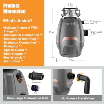 Trifecte Pro 3/4 HP Garbage Disposal - Quiet & Powerful Solution