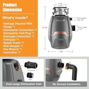 Trifecte Pro 3/4 HP Garbage Disposal - Quiet & Powerful Solution