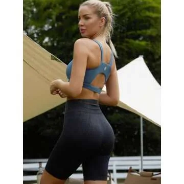 RUNNING GIRL High Impact Sports Bras for Women Racerback Workout Crop Top WX2667 Navy Blue Size M