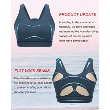 RUNNING GIRL High Impact Sports Bras for Women,Racerback Running Bra Workout Crop Tank Tops Longline Sports Bra Push up(WX2667 Navy Blue M)