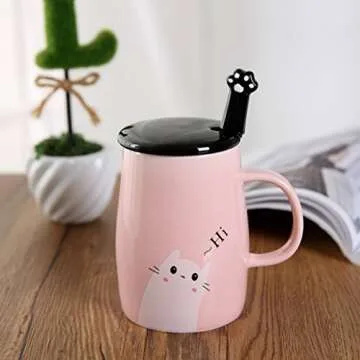 Angelice Home Cat Mug with Paw Spoon - Perfect Gift