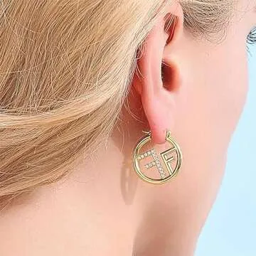 Exquisite Women's Letter Earrings with zircon Accent - Elegant Gift for Fashionable Ladies