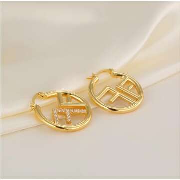 Exquisite Women's Letter Earrings with zircon Accent - Elegant Gift for Fashionable Ladies
