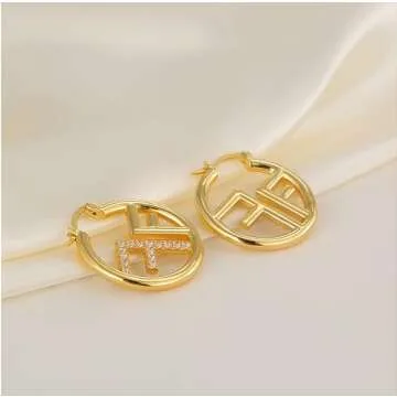 Exquisite Women's Letter Earrings with zircon Accent - Elegant Gift for Fashionable Ladies