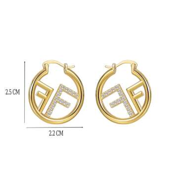 Exquisite Women's Letter Earrings with zircon Accent - Elegant Gift for Fashionable Ladies