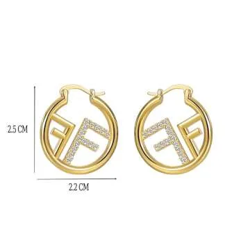 Exquisite Women's Letter Earrings with zircon Accent - Elegant Gift for Fashionable Ladies