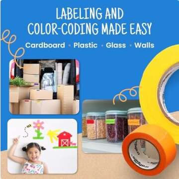 Craftzilla Colored Masking Tape - 11 Roll Multi-Pack, 825 Ft x 1 in Colorful Craft Tape– Great for Arts & Crafts, Kids, Labeling and Color-Coding