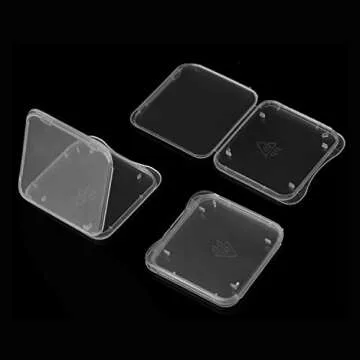 SD Card Holder, WOVTE Plastic SD MMC SDHC PRO Duo Memory Card case Holder Jewelery Case Transparent White Pack of 20