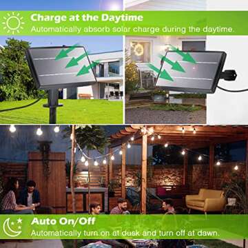 Solar Outdoor String Lights - Waterproof Patio Lights Outdoor with Remote Control - Hanging 15 Vinta...