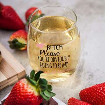 You're Obviously Going To Be My Maid Of Honor Funny Stemless Wine Glass 15oz – Bridesmaid Proposal...