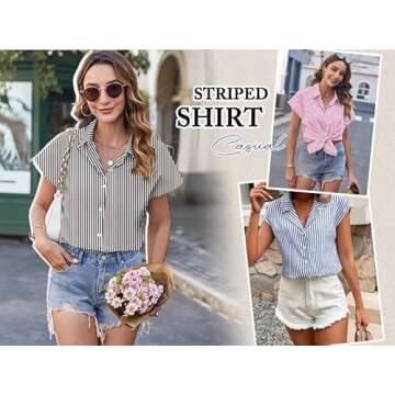 HOTOUCH Women's Classic Collared Cotton Blouse for Summer