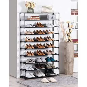 Youdesure 10 Tier Shoe Rack, Tall Shoe Rack Organizer for 40 Pairs, Space-Saving Non-Woven Fabric Sh...