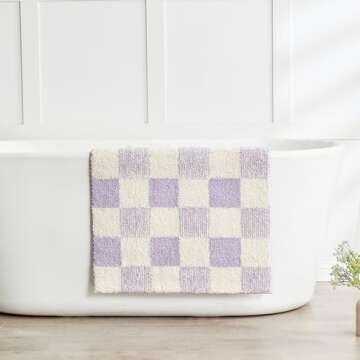 CozeCube Checkered Bath Mat Non-Slip Soft and Absorbent