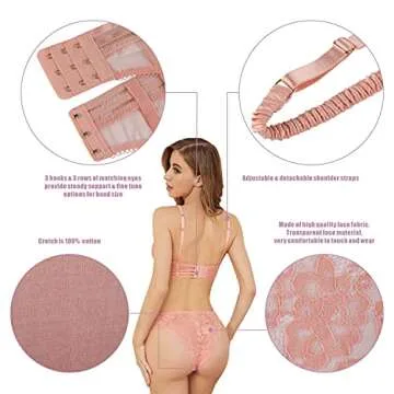 Guoeappa Lace Lingerie Set - Sheer Bra and Panty Set