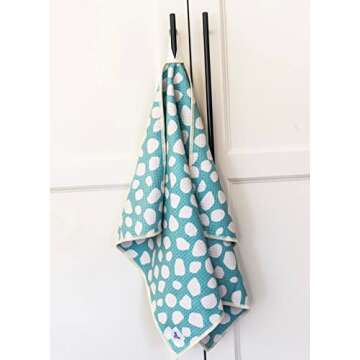 Desert Aqua 2 Pack || Not Your Ordinary Kitchen Towels || Dish Towels || Tea Towels || Waffle Weave Microfiber || Designer Prints || Highly Absorbent || Hanging Hook (Turquoise)