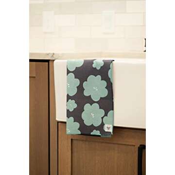 Desert Aqua 2 Pack || Not Your Ordinary Kitchen Towels || Dish Towels || Tea Towels || Waffle Weave Microfiber || Designer Prints || Highly Absorbent || Hanging Hook (Turquoise)