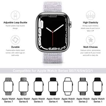 Nylon Sport Band Compatible with Apple Watch Band 38mm 40mm 41mm 42mm 44mm 45mm 46mm 49mm, Adjustabl...