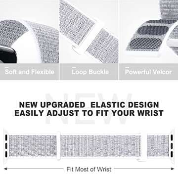 Nylon Sport Band Compatible with Apple Watch Band 38mm 40mm 41mm 42mm 44mm 45mm 46mm 49mm, Adjustable Breathable Women Men Braided Strap Compatible for iWatch Series 10/9/8/7/6/5/4/3 SE Ultra 1/2