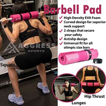 8 Pcs Pink Premium Barbell Pad Set - Barbell Pad For Hip Thrust | Perfect Ankle Straps For Cable Machines Women | Essentials Gym Accessories/Equipment For Women | Workout Gym Kit With Carry Bag