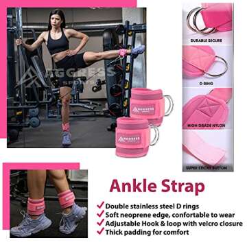 8 Pcs Pink Premium Barbell Pad Set - Barbell Pad For Hip Thrust | Perfect Ankle Straps For Cable Machines Women | Essentials Gym Accessories/Equipment For Women | Workout Gym Kit With Carry Bag