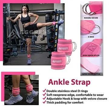 8 Pcs Pink Premium Barbell Pad Set - Barbell Pad For Hip Thrust | Perfect Ankle Straps For Cable Machines Women | Essentials Gym Accessories/Equipment For Women | Workout Gym Kit With Carry Bag