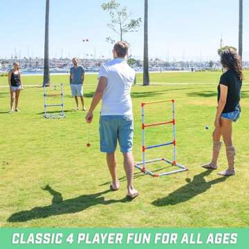 GoSports Premium Ladder Toss Outdoor Game Set with 6 Bolo Balls, Travel Carrying Case and Score Trackers - Choose Between Standard and Giant Size Sets