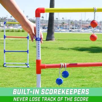 GoSports Premium Ladder Toss Outdoor Game Set with 6 Bolo Balls, Travel Carrying Case and Score Trackers - Choose Between Standard and Giant Size Sets