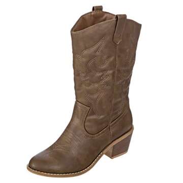 Charles Albert Vegan Leather Women's Cowboy Boots - Mocha