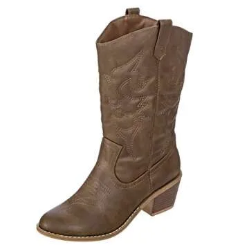 Charles Albert Vegan Leather Women's Cowboy Boots - Mocha