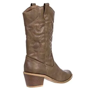 Charles Albert Vegan Leather Women's Cowboy Boots - Mocha