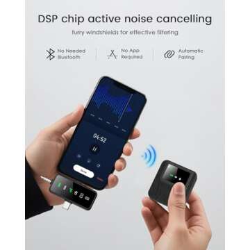 BAILIXIN 3-in-1 Professional Wireless Lavalier Microphone for iPhone, Android, Camera – 328ft Rang...