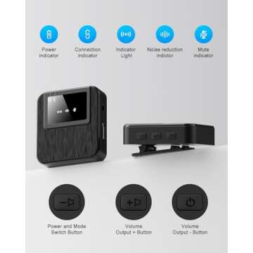 BAILIXIN Wireless Lavalier Microphone - Pro Sound, Long Battery