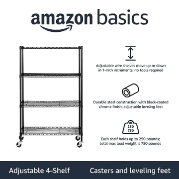 Amazon Basics 4-Shelf Adjustable Heavy-Duty Storage Rack