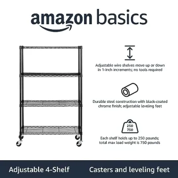 Amazon Basics 4-Shelf Adjustable Heavy-Duty Storage Rack