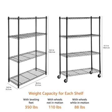 Amazon Basics 4-Shelf Adjustable Heavy-Duty Storage Rack