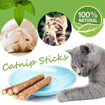 Matatabi Cat Catnip Sticks 25 Pcs or 50 pcs Cat Chew Sticks Dental Cleaning for Cats Organic Silver Vine Dental Treats Molar Chew Toy