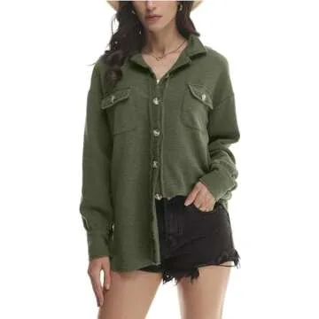 Yanekop Women Waffle Knit Shacket - Stylish and Comfy