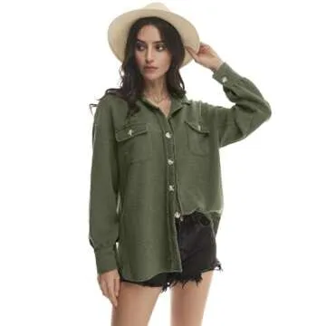 Yanekop Women Waffle Knit Shacket - Stylish and Comfy