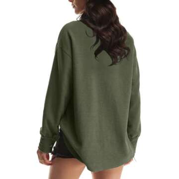 Yanekop Shacket Women Waffle Knit Jacket Button Down Shirt Jackets Fall Clothes Outfits Casual Loose Jacket(A Army Green,S)