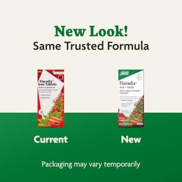 Floradix by Salus Iron Tablets - Energy Support Supplement for Men & Women - Natural Iron Supplement with B Vitamins & Vitamin C - Non-GMO, Vegetarian & Lactose-Free - 80 Tablets