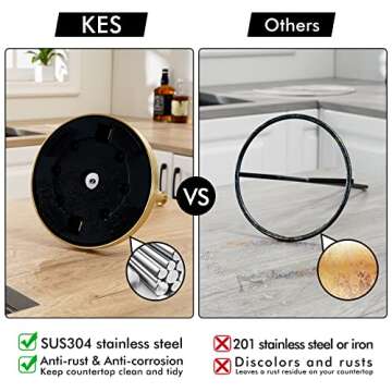 KES Kitchen Paper Roll Holder Standing Paper Towel Holder with Weighted Base for Standard or Mega Rolls SUS304 Stainless Steel Brushed Gold, KPH202-BZ