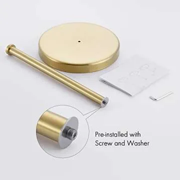 KES Kitchen Paper Roll Holder Standing Paper Towel Holder with Weighted Base for Standard or Mega Rolls SUS304 Stainless Steel Brushed Gold, KPH202-BZ