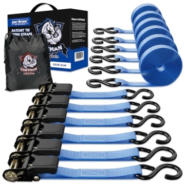 Cartman 15ft Ratchet Straps, 6pk Heavy Duty Tie Down Up to 1500lbs with Carry Bag